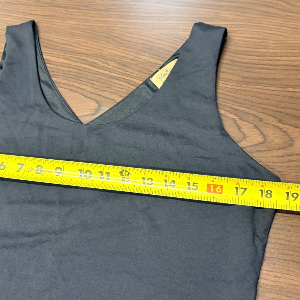 Boutique Essentials Womens Black V-Neck Tank Top Sleeveless Lined Size L Capsule - Picture 6 of 6